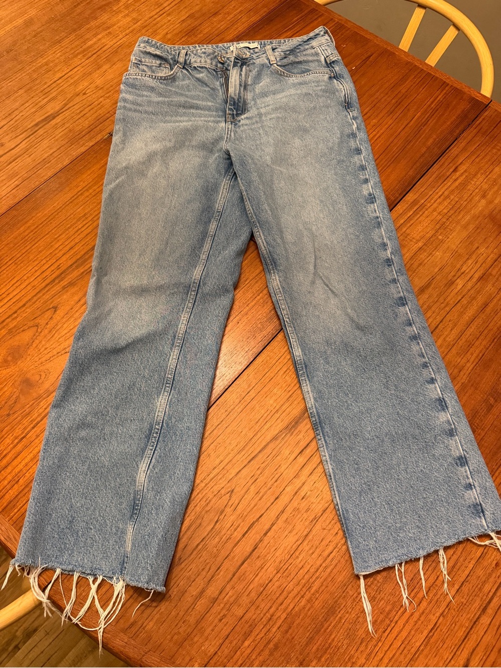 Zara High-Waist Raw Hem Jeans